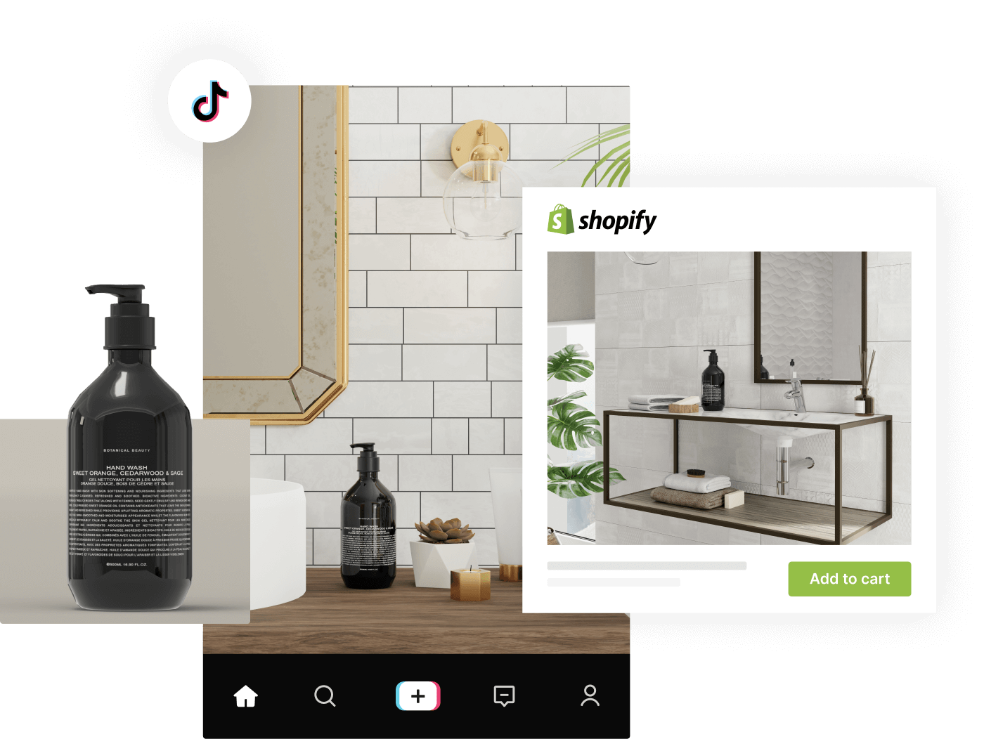 hand soap in imagine.io 3D bathroom templates on tiktok and shopify