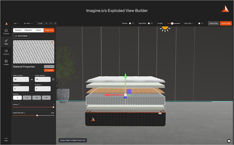 Create 3D Mattresses with Imagine.io’s Exploded View Builder