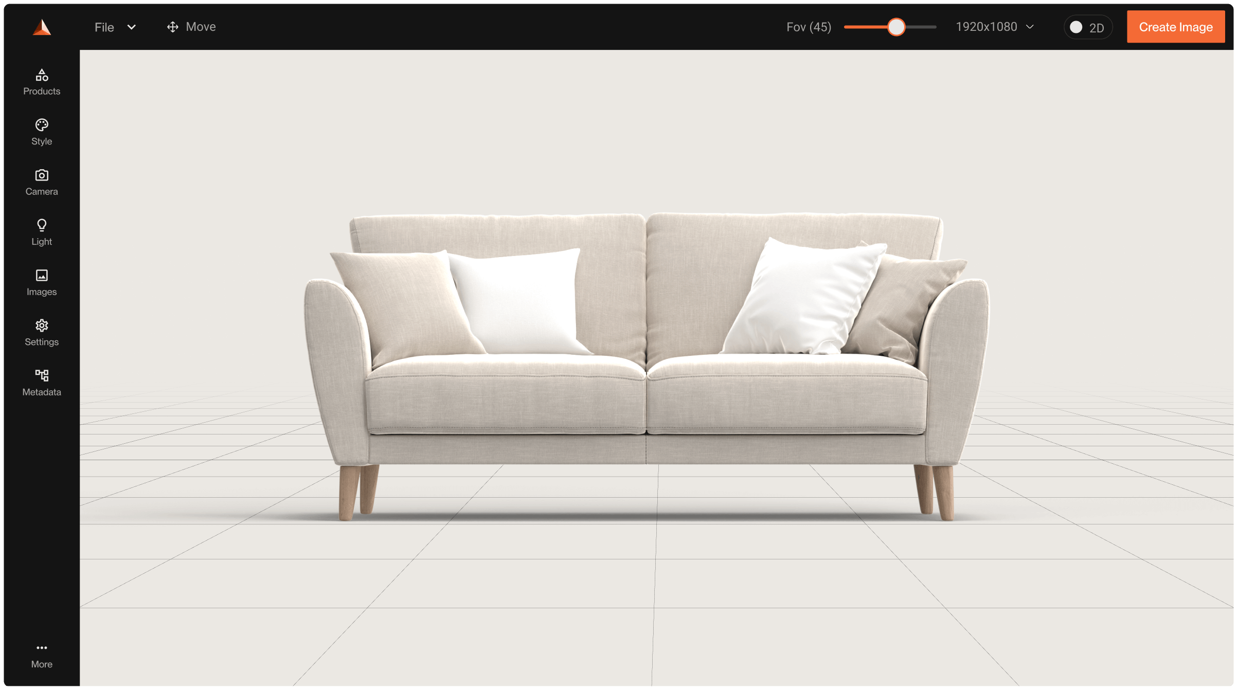 Silo of couch in imagine.io curator